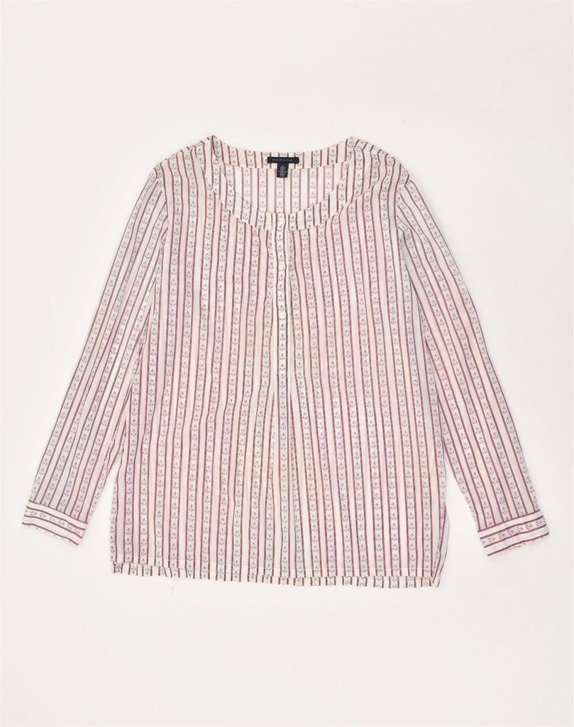 TOMMY HILFIGER Womens Tall Loose Fit Pullover Shirt UK 18 XL Pink Striped | Vintage Tommy Hilfiger | Thrift | Second-Hand Tommy Hilfiger | Used Clothing | Messina Hembry 