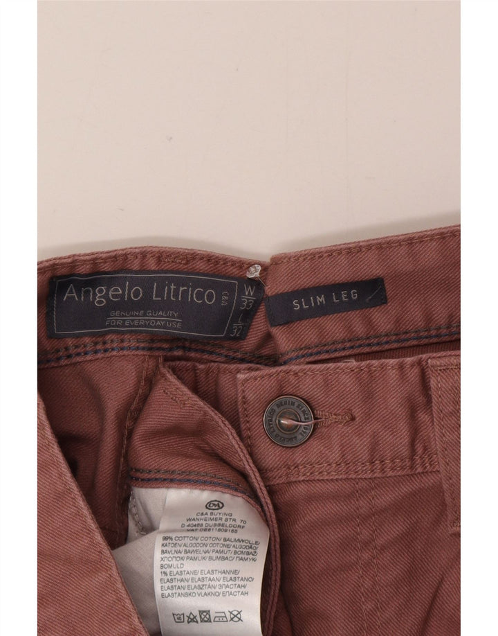 Angelo Litrico Mens Slim Jeans W33 L32 Pink Cotton