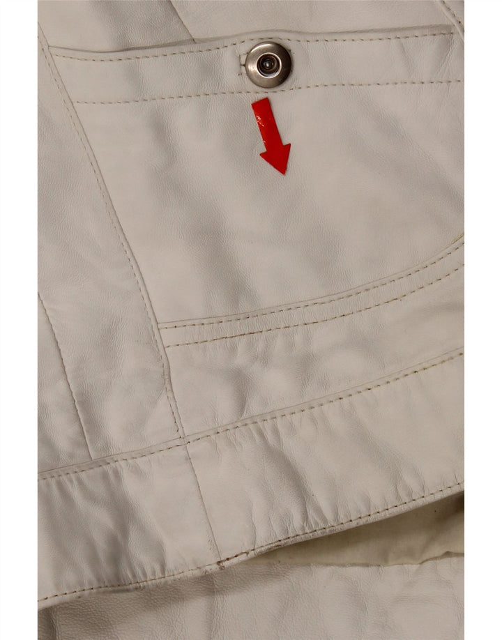 Conbipel Womens Leather Biker Jacket IT 42 Medium White Leather