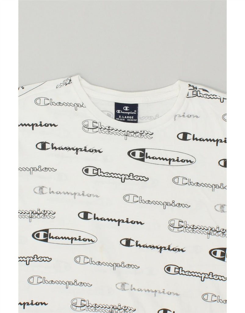 CHAMPION Boys Graphic T-Shirt Top 13-14 Years XL White Cotton | Vintage Champion | Thrift | Second-Hand Champion | Used Clothing | Messina Hembry 