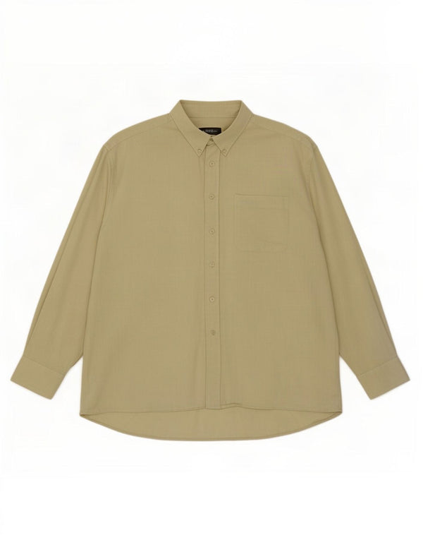 Pierre Cardin Mens Shirt Size 18 2XL Khaki Cotton