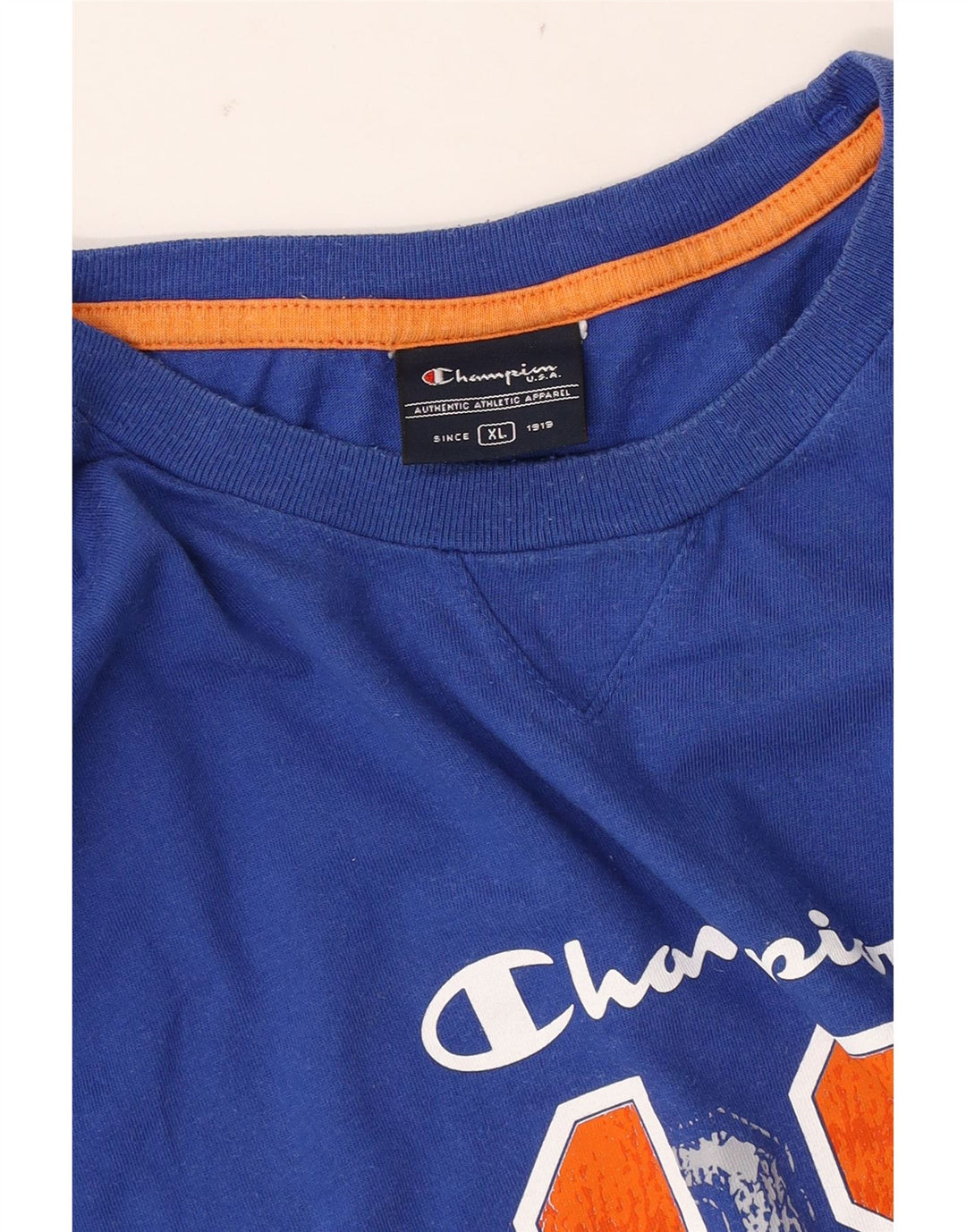 Champion Mens Graphic T-Shirt Top XL Blue