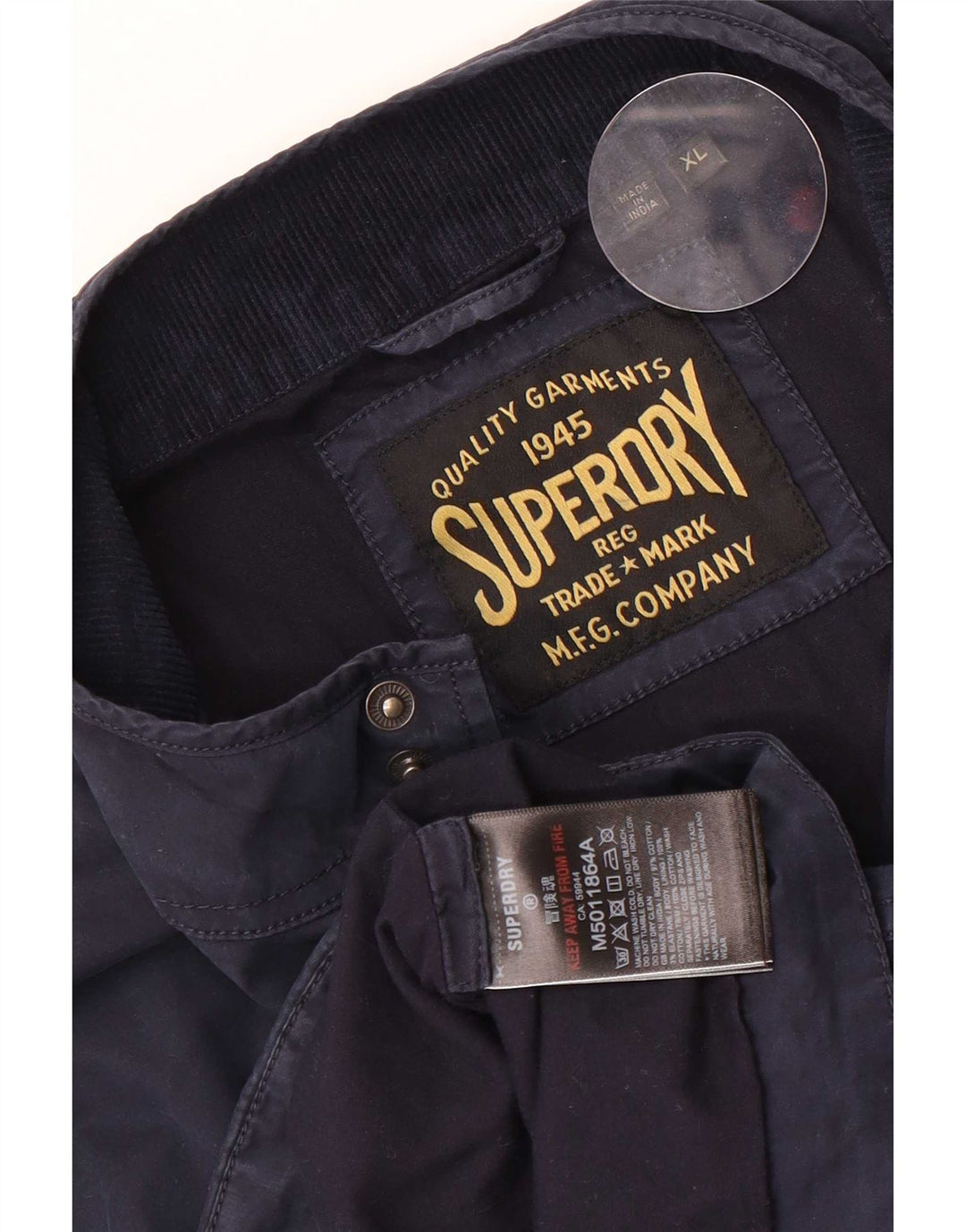 Superdry Mens Bomber Jacket UK 42 XL Navy Blue Cotton