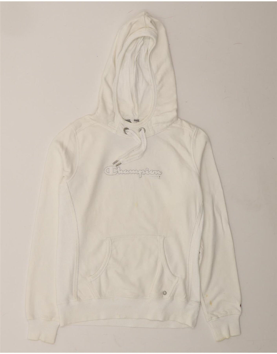 CHAMPION Womens Heritage Classics Graphic Hoodie Jumper UK 14 Medium White Vintage Champion and Second-Hand Champion from Messina Hembry 