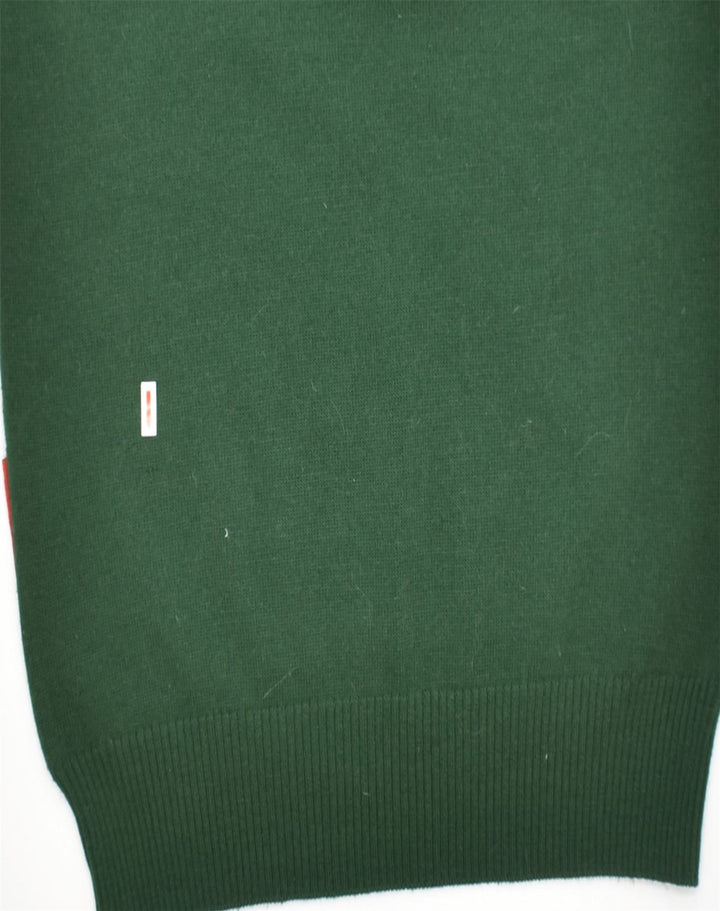VINTAGE Mens V-Neck Jumper Sweater 2XL Green Virgin Wool