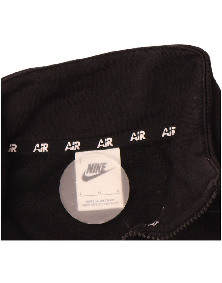 Nike Womens Oversized Crop Zip Neck Sweatshirt Jumper UK 16 Large Black