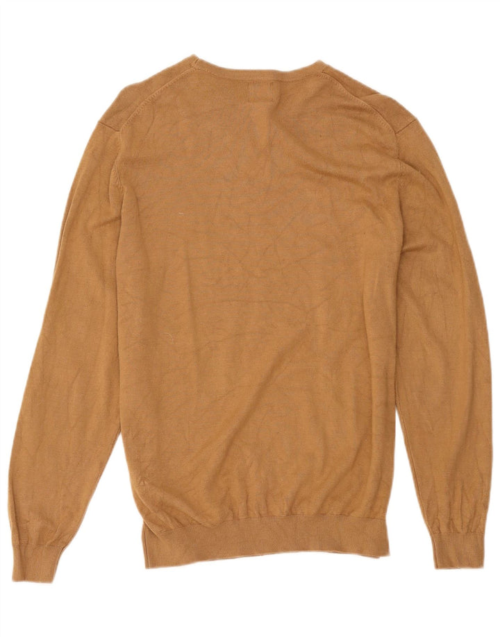 Zara Mens Boat Neck Jumper Sweater Medium Beige Viscose