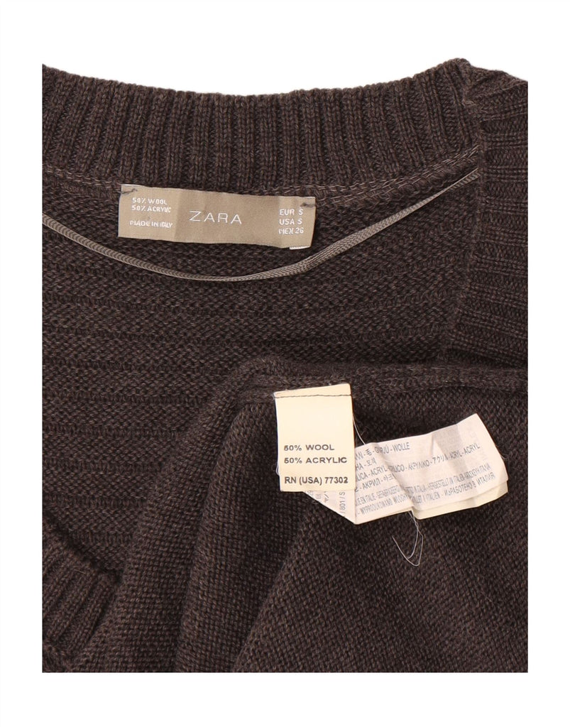 ZARA Womens Short Sleeves Jumper Dress UK 10 Small Grey Wool Vintage Zara and Second-Hand Zara from Messina Hembry 