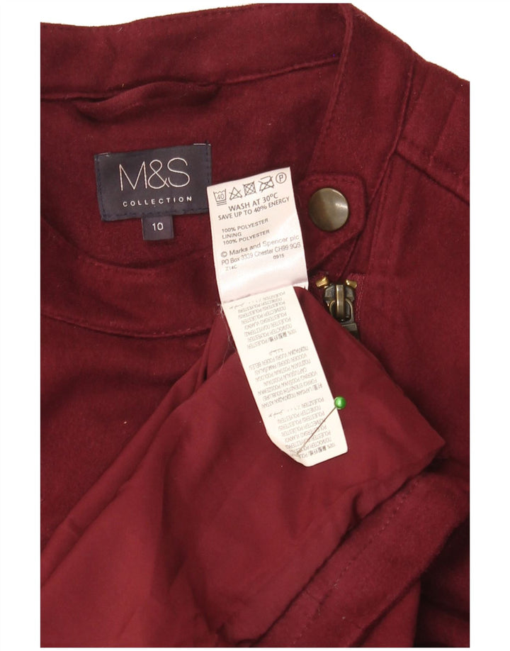 Marks & Spencer Womens Biker Jacket UK 10 Small Burgundy Polyester Biker