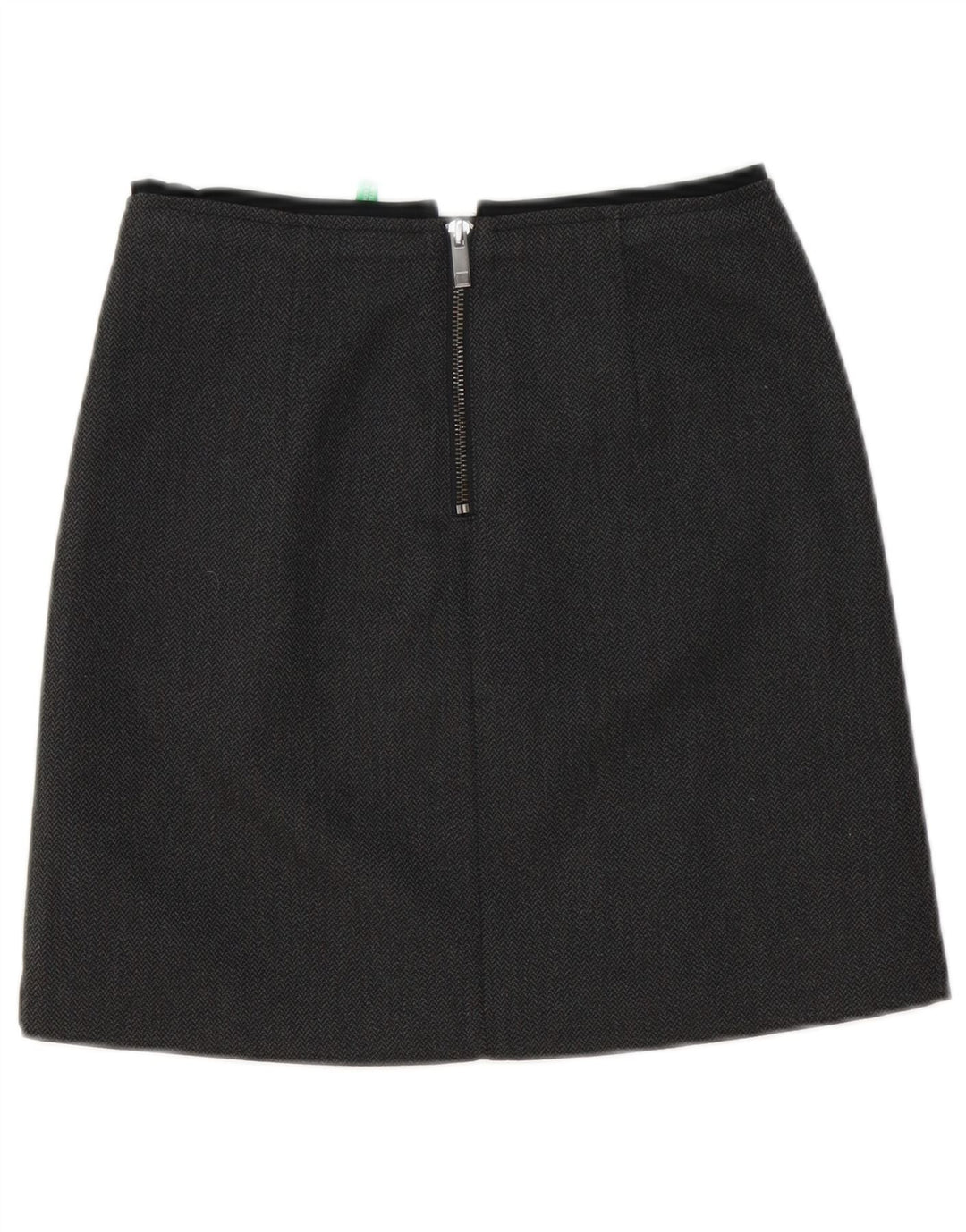 Benetton Womens Mini Skirt UK 6 XS W27  Grey Herringbone Polyester