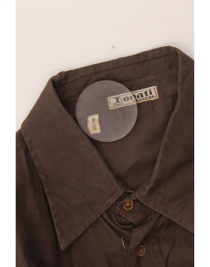 Vintage Mens Shirt Size 39 15 1/2 Medium Brown