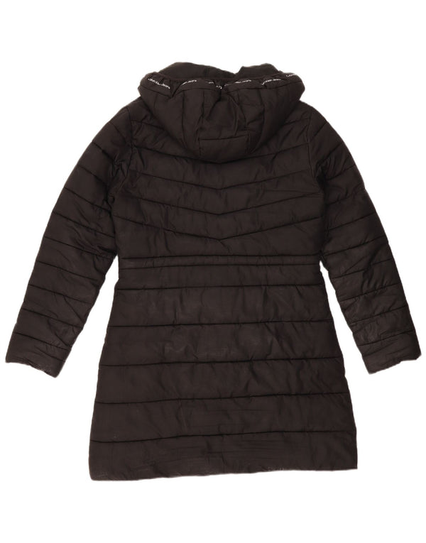 Calvin Klein Womens Hooded Padded Coat UK 14 Medium Black Polyester