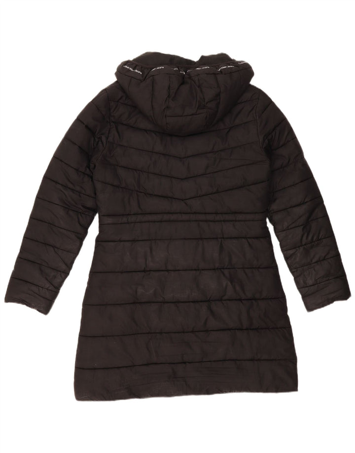 Calvin Klein Womens Hooded Padded Coat UK 14 Medium Black Polyester