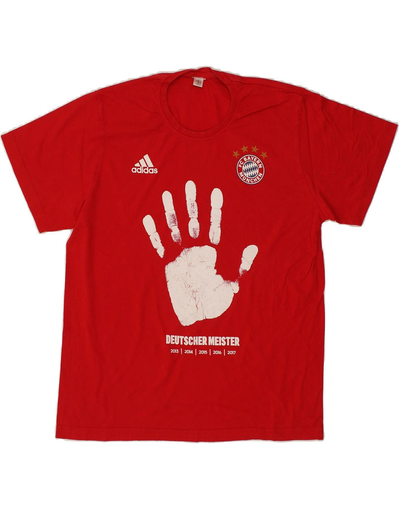ADIDAS Mens FC Bayern Munchen Graphic T-Shirt Top Medium Red | Vintage Adidas | Thrift | Second-Hand Adidas | Used Clothing | Messina Hembry 