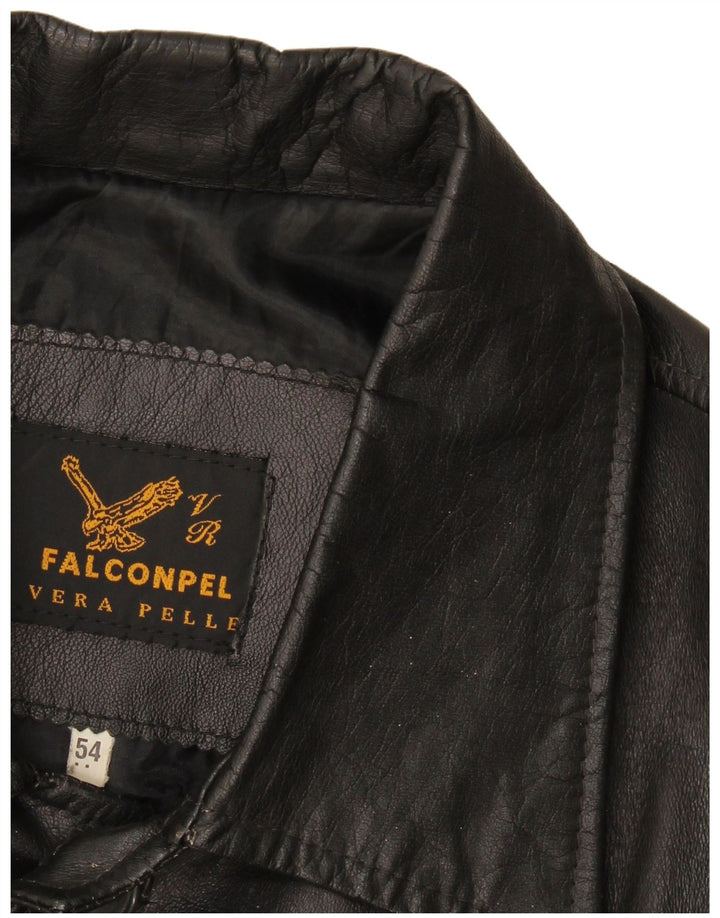 Falconpel Mens Leather Jacket IT 54 2XL Black Leather