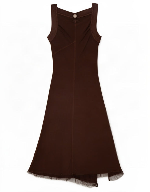 Diesel Womens Sleeveless Maxi Dress UK 8 Small Brown Viscose