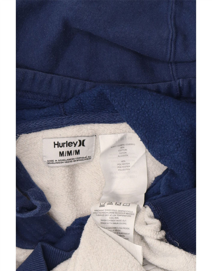 HURLEY Mens Hoodie Jumper Medium Grey Colourblock Cotton