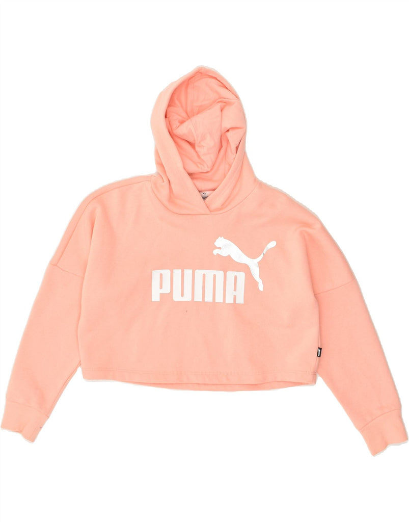 PUMA Girls Crop Oversized Hoodie Jumper 9-10 Years Pink Cotton | Vintage Puma | Thrift | Second-Hand Puma | Used Clothing | Messina Hembry 