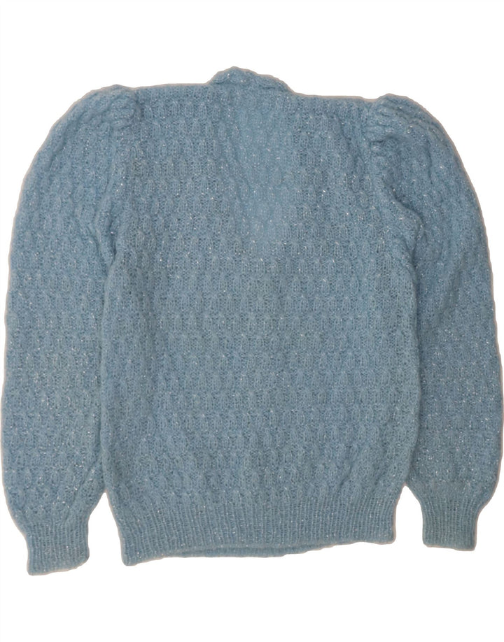 VINTAGE Womens V-Neck Jumper Sweater UK 14 Large Blue Vintage Vintage and Second-Hand Vintage from Messina Hembry 