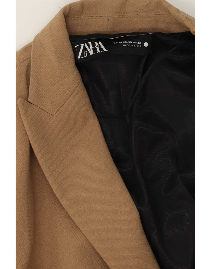 Zara Womens Oversized Double Breasted Blazer Jacket UK 6 XS Beige