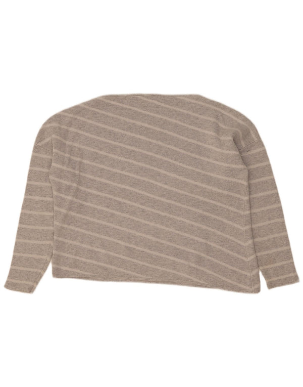 MINT VELVET Womens Top Long Sleeve UK 14 Large Grey Striped Nylon