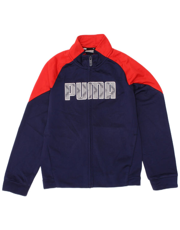 Puma Boys Graphic Tracksuit Top Jacket 7-8 Years Navy Blue Colourblock