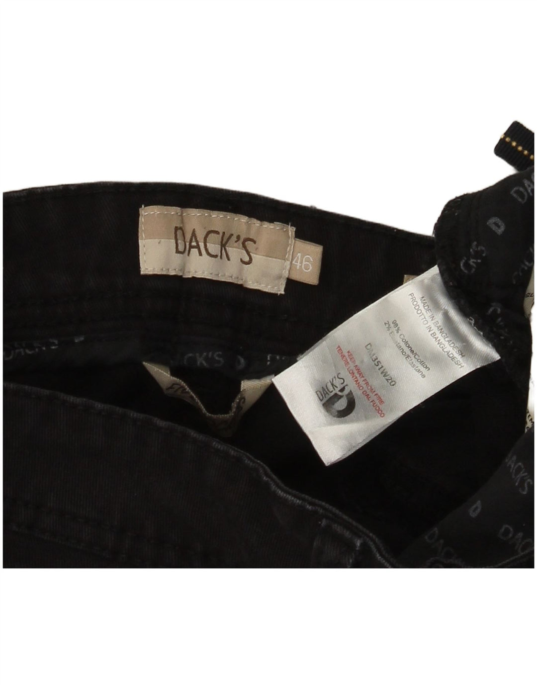 Dack's Mens Slim Fit Straight Jeans IT 46 Small W30 L30 Black Cotton