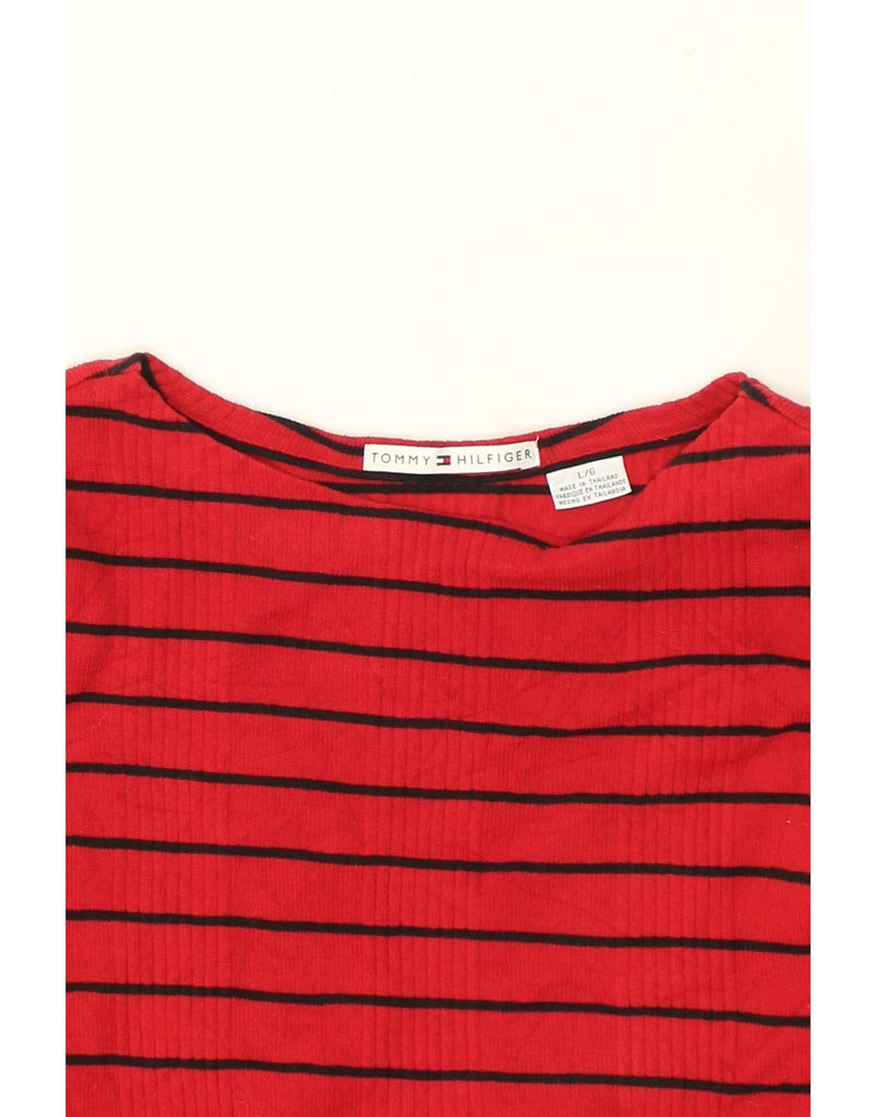 TOMMY HILFIGER Womens Crop Crew Neck Jumper Sweater UK 14 Large Red | Vintage Tommy Hilfiger | Thrift | Second-Hand Tommy Hilfiger | Used Clothing | Messina Hembry 