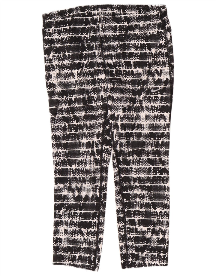 Nike Womens Capri Leggings UK 12 Medium Black Geometric Polyester