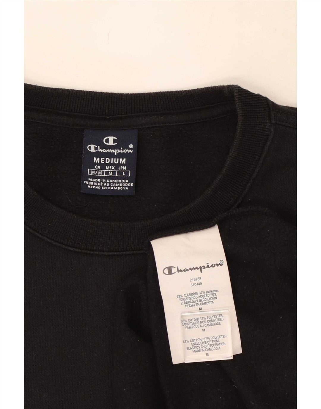 Champion Mens Sweatshirt Jumper Medium Black Cotton