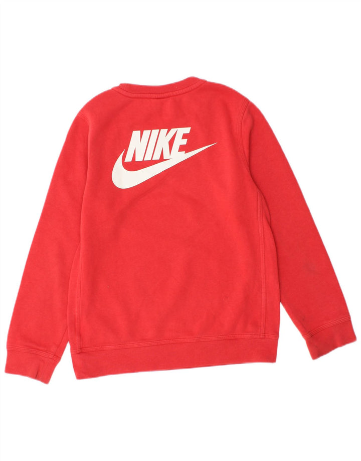 NIKE Boys Swoosh Graphic Sweatshirt Jumper 10-11 Years Medium  Red Cotton