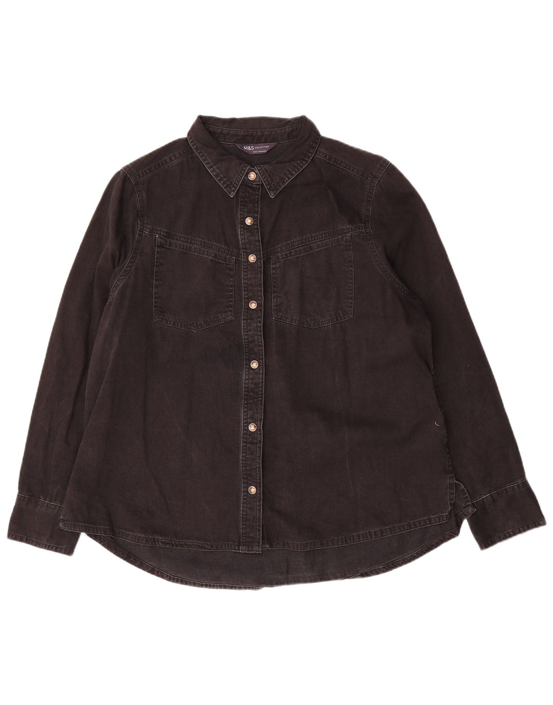 Marks & Spencer Womens Denim Shirt UK 16 Large Black Cotton