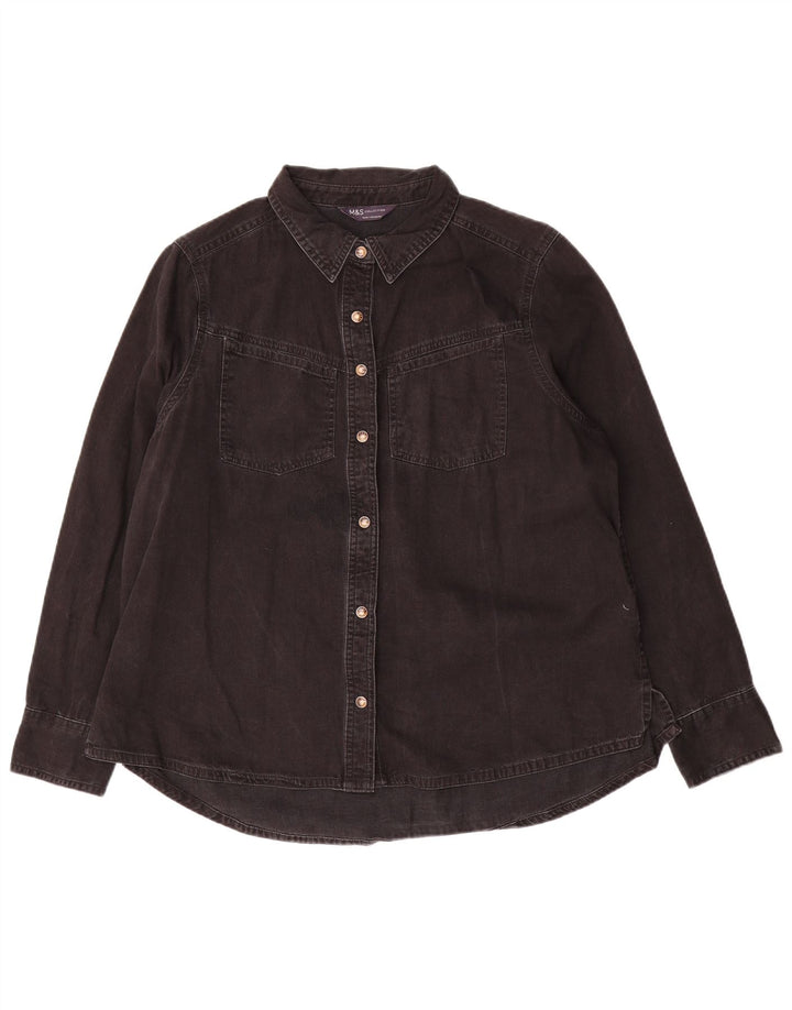 Marks & Spencer Womens Denim Shirt UK 16 Large Black Cotton