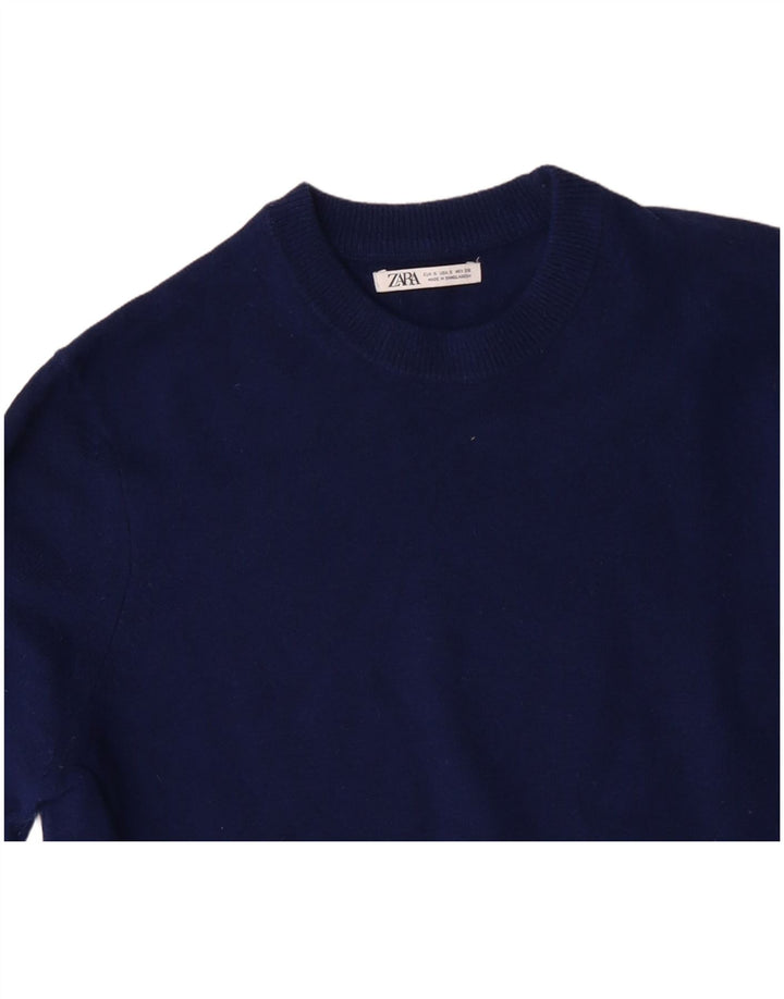 ZARA Womens Oversized Crew Neck Jumper Sweater UK 10 Small Navy Blue
