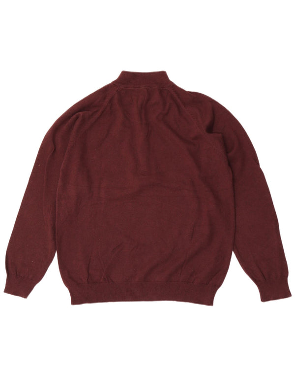Marks & Spencer Mens Blue Harbour Button Neck Jumper Sweater Medium Maroon