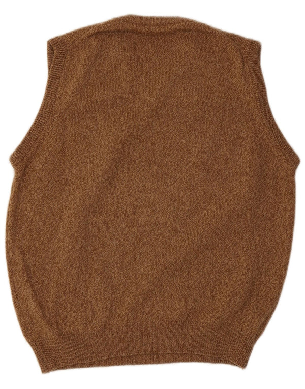 Henry Cottons Mens Vest Tank Top Medium Brown Flecked Wool