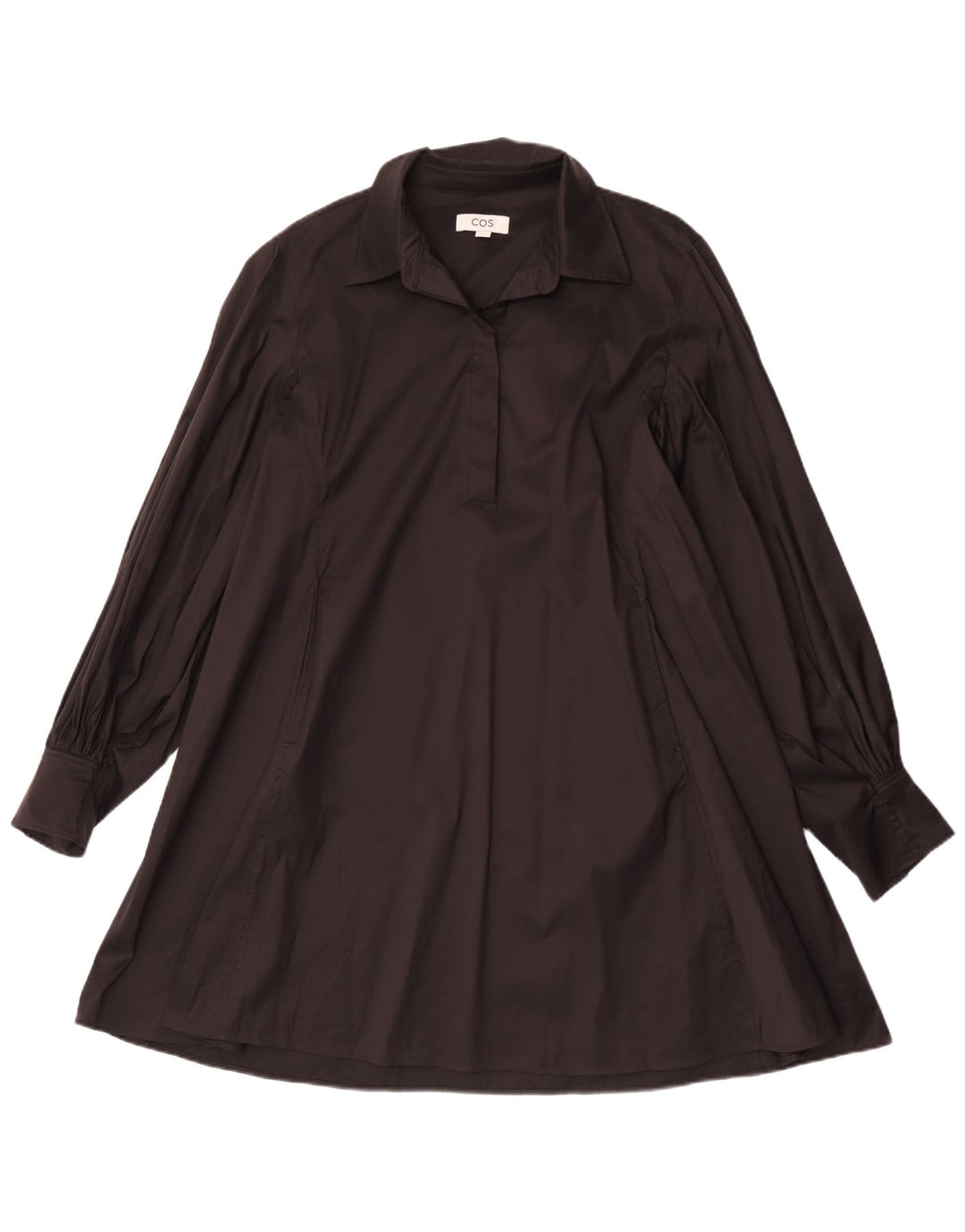 Cos Womens Long Sleeve A-Line Dress EU 44 Medium Black Cotton