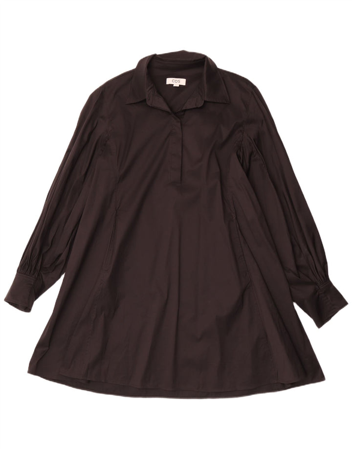Cos Womens Long Sleeve A-Line Dress EU 44 Medium Black Cotton