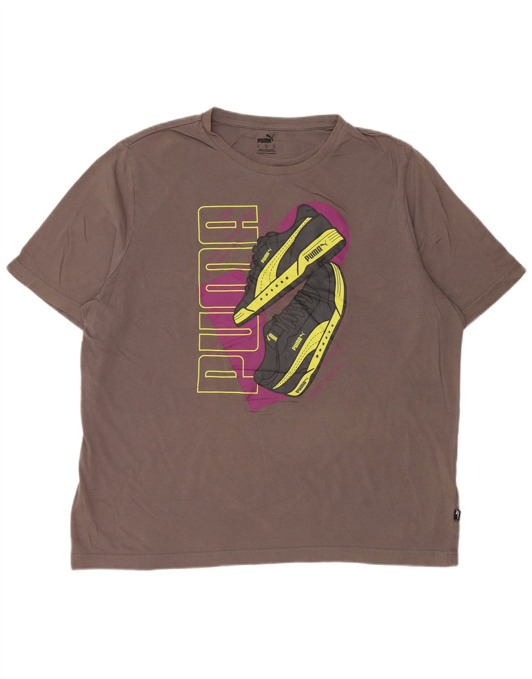 PUMA Mens Graphic T-Shirt Top XL Grey Cotton