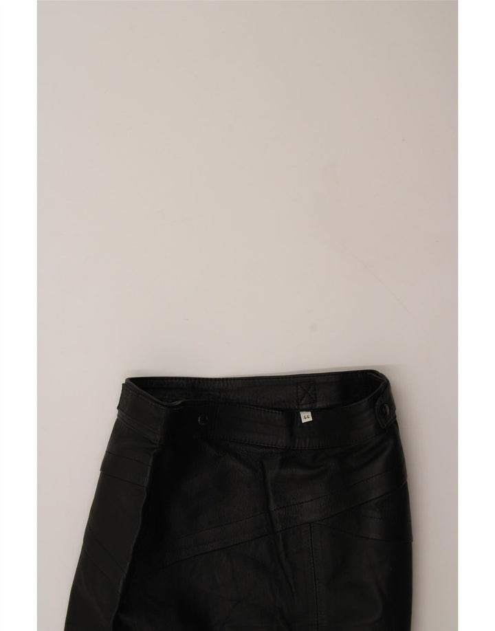 VINTAGE Womens Leather Skirt IT 44 Medium W28  Black Vintage Vintage and Second-Hand Vintage from Messina Hembry 
