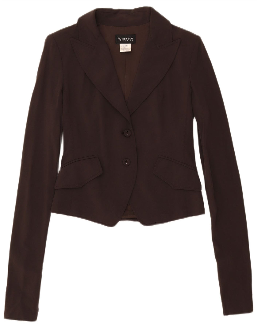 Patrizia Pepe Womens 2 Button Crop Blazer Jacket IT 44 Medium Brown Wool