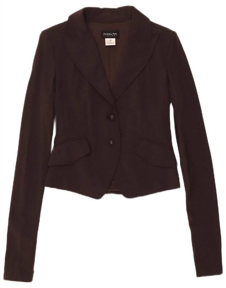 Patrizia Pepe Womens 2 Button Crop Blazer Jacket IT 44 Medium Brown Wool