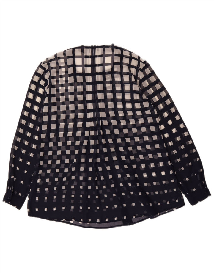 Naracamicee Womens See Through Shirt Blouse US 1 XS Black Geometric