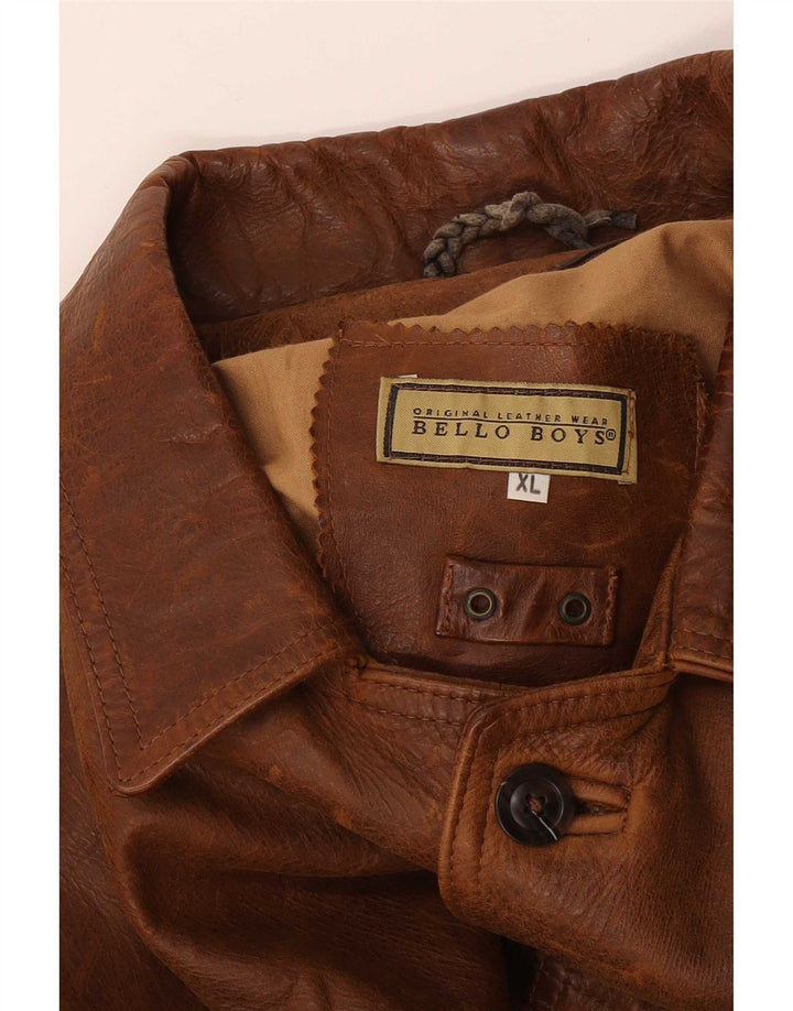 Bello Boys Mens Leather Jacket UK 42 XL Brown