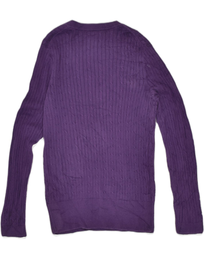 TOMMY HILFIGER Womens V-Neck Jumper Sweater UK 16 Large Purple Cotton | Vintage | Thrift | Second-Hand | Used Clothing | Messina Hembry 