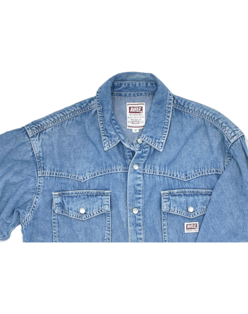 RIFLE Boys Denim Shirt 11-12 Years Blue Cotton | Vintage | Thrift | Second-Hand | Used Clothing | Messina Hembry 