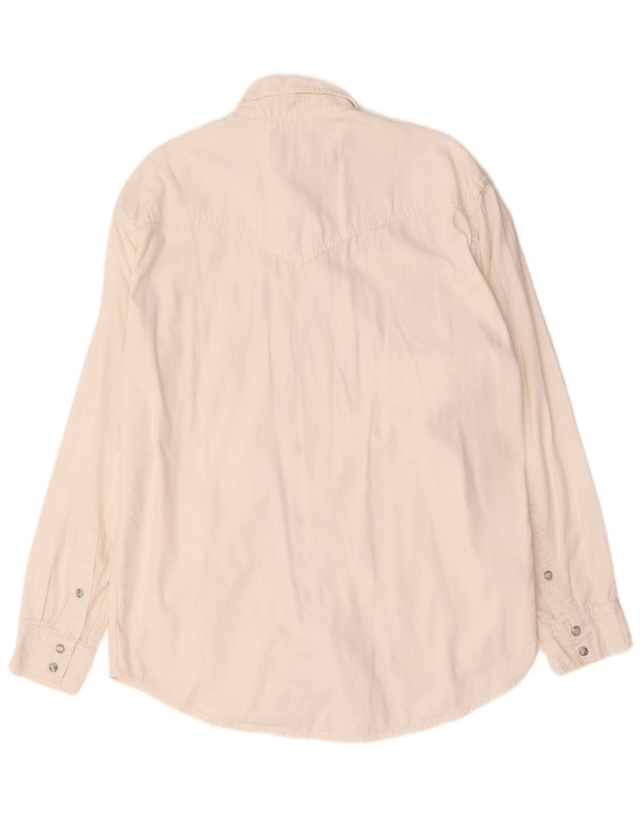 Wrangler Mens Western Denim Shirt Medium White Cotton