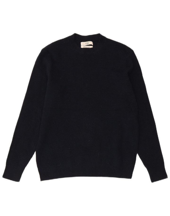 MARKS & SPENCER Womens Crew Neck Jumper Sweater UK 10 Small Navy Blue