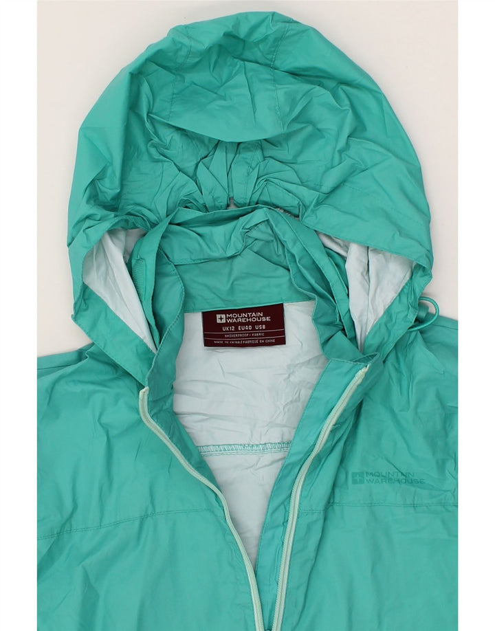 MOUNTAIN WAREHOUSE Womens Rain Jacket UK 12 Medium Turquoise Colourblock Vintage Mountain Warehouse and Second-Hand Mountain Warehouse from Messina Hembry 