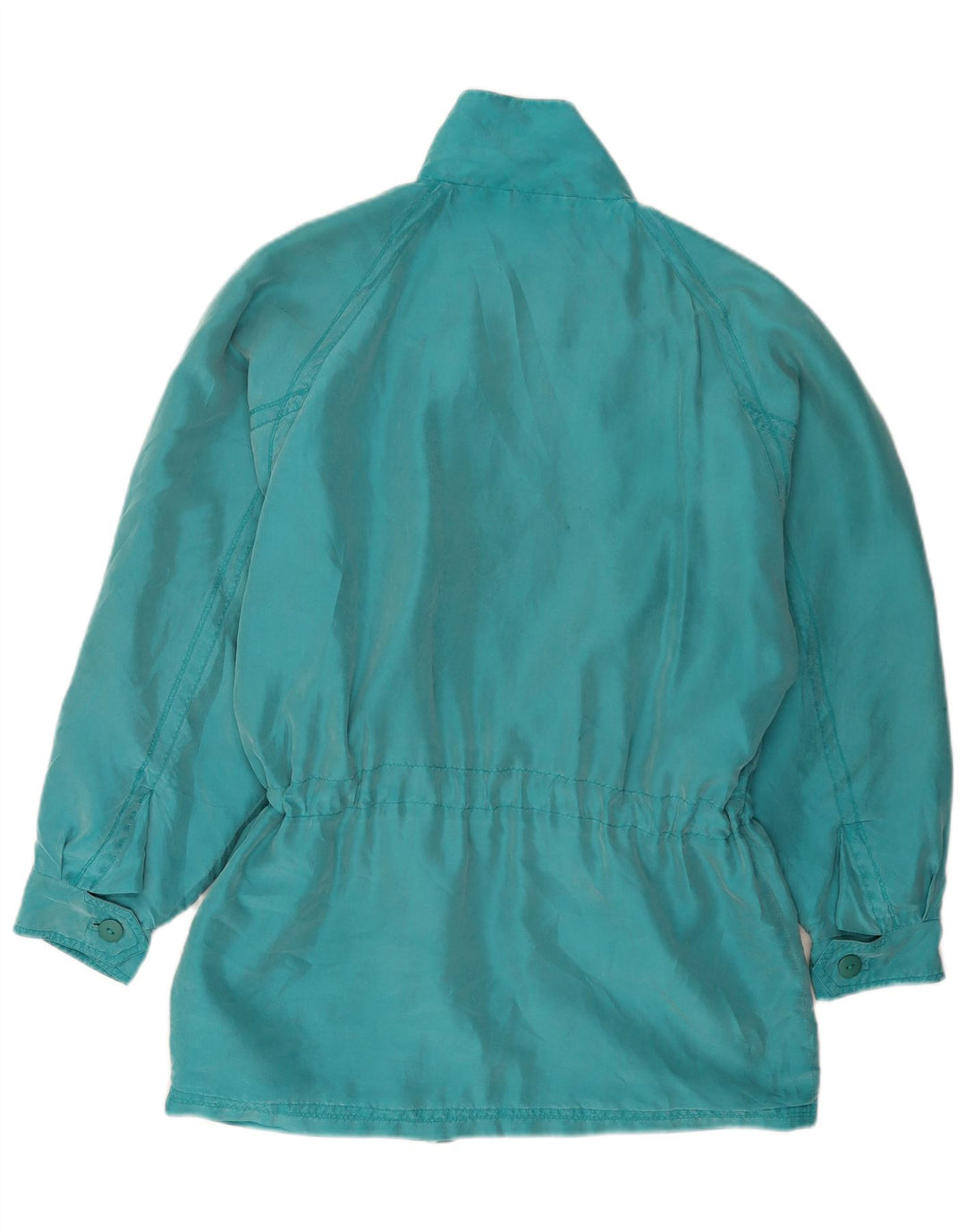 Vintage Womens Overcoat IT 44 Medium Turquoise Silk